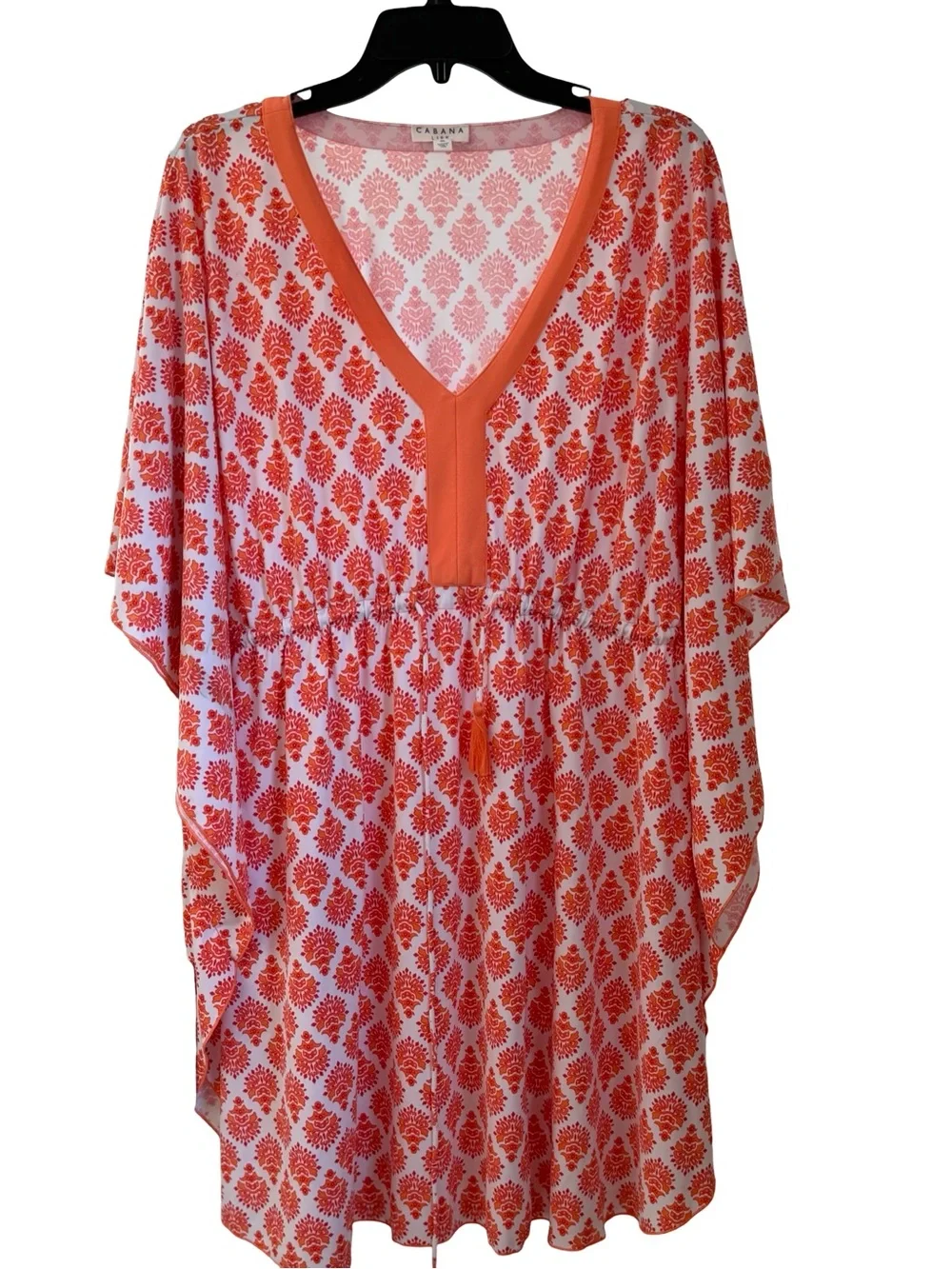 Cabana Life Coral Printed V-Neck Tunic Dress/Swim Cover-Up